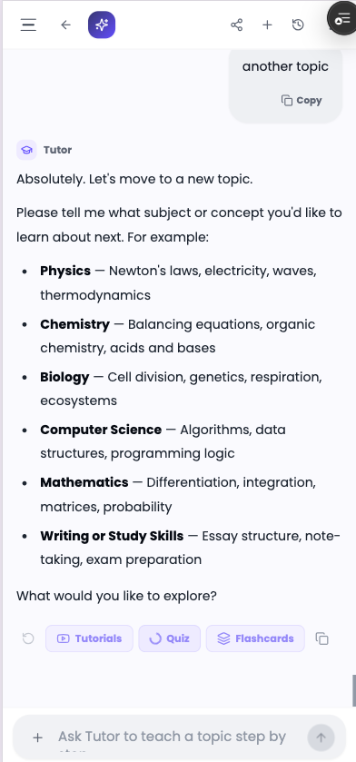 Sabi Tutor answer screen
